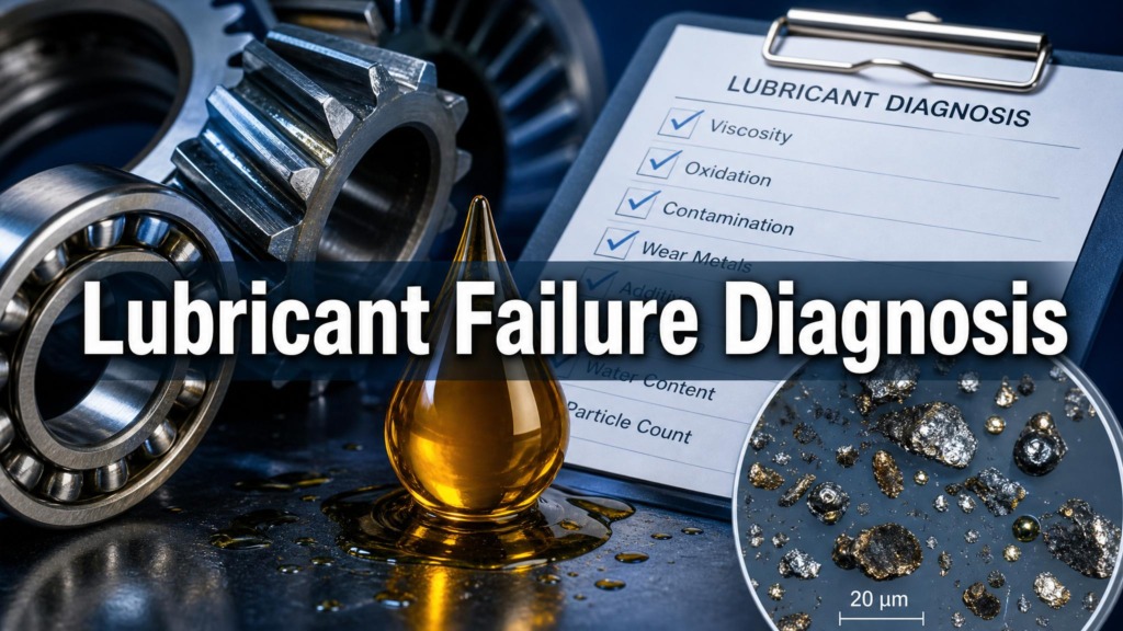 Lubricant failure diagnosis with oil analysis, contamination and bearing wear clues